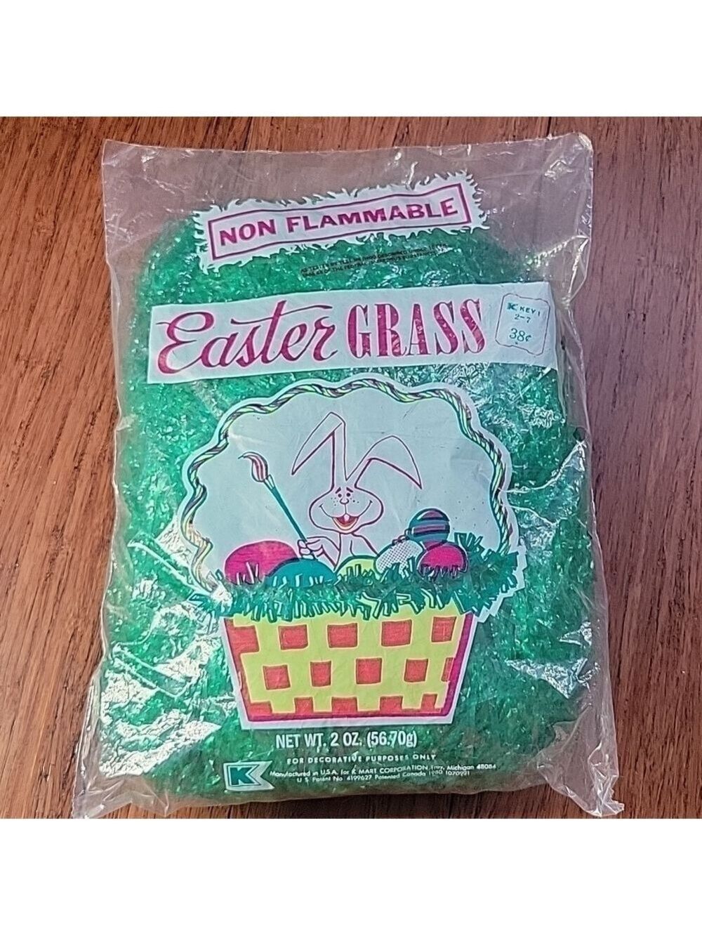 Rare Vintage Bag of Green Easter Grass, 2 Oz., Great Vintage Graphics